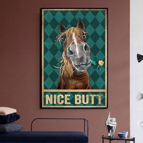 Funny Bathroom Toilet Wall Art Posters And Prints , Horse Goat Animals Vintage Canvas Painting Pictures Decor