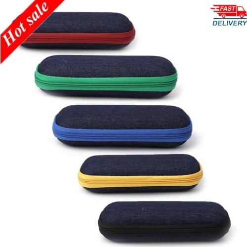 New Case Protector Box Glasses Box Denim Fabric Zipper Sunglasses Protection Crush Resistance Container Holder Case Glasses Case