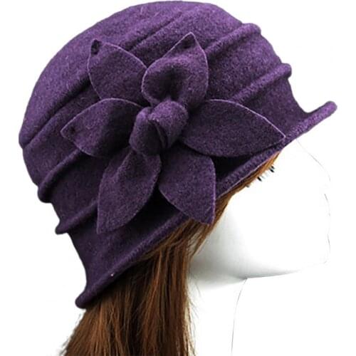 Womens Hats Retro Warm Fedoras New Style Spring Autumn Noble Elegant Flower Faux Fur Decoration Female Hats