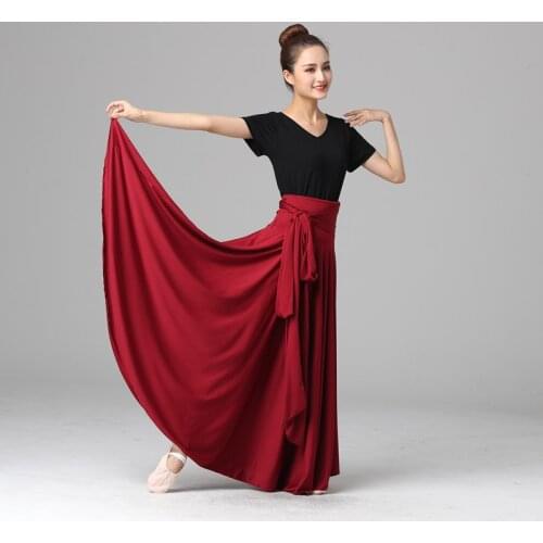 Women Dancing Costume Flamenco Waltz Ballroom Dance Skirt Classical Competition Practice Bandage Big Swing Spanish Skirts