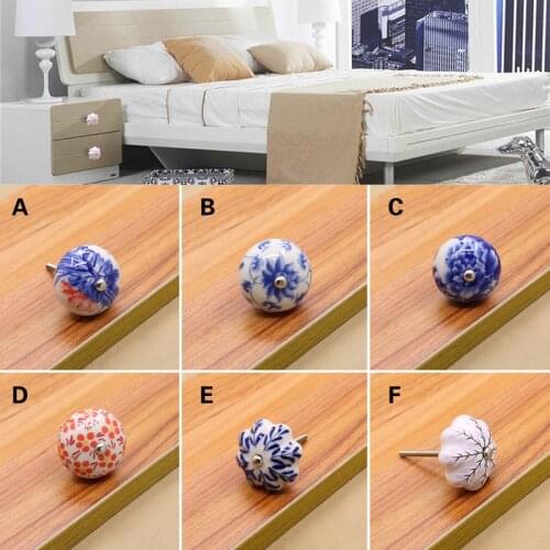 1PC Decorative Ceramic Cupboard Door Knobs Vintage Porcelain Dresser Knob Pulls for Cabinets and Drawers Furniture Knobs Handles