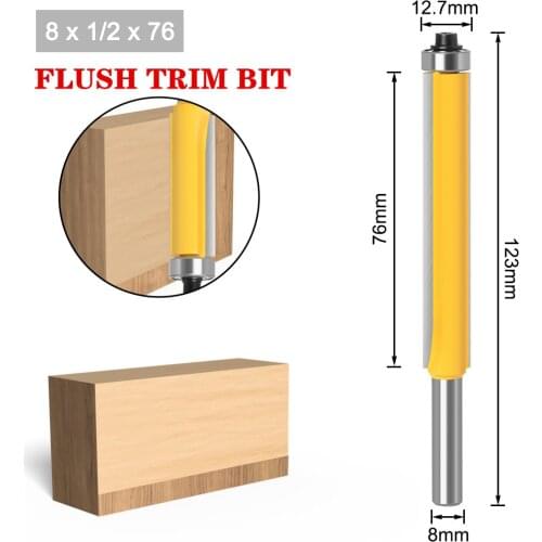 1Pc 8mm Shank Extra Long 118mm Blade Flush Trim Router Bit Carbide Straight Milling Cutters Woodworking Tools Cheap Price