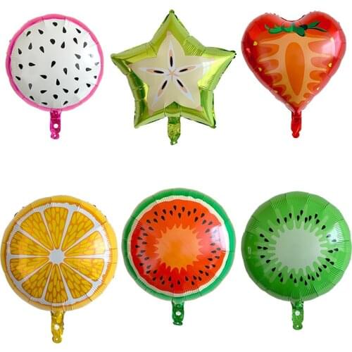 10pcs Fruit Foil Helium Balloon 18'' Watermelon Kiwi Strawberry Orange Pineapple Ball Summer Party Decoration Supplies Kids Toy