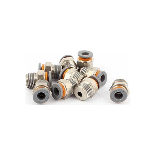 10Pcs 6mm Hole Dia 1/4" PT Thread Push In Tube Pneumatic Quick Fittings