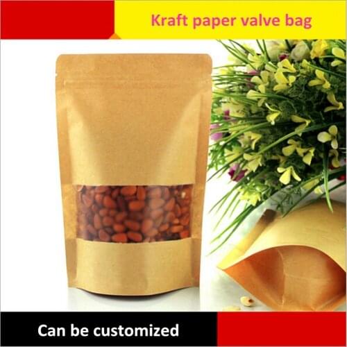 High Quality 20X30cm 10PCS Frosted Kraft Paper Valve Bags Semi-transparent Doypack Bags Self Adhesive Food Packaging Bags