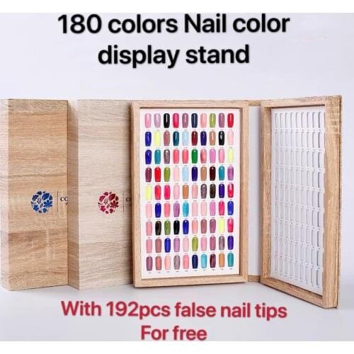 180 Colors Nail Gel Polish Display Book Double-side Nail Gel Color Board Palette with 192pcs False Nails Salon Display Tools