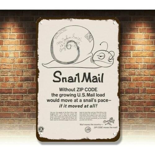 1968 USPS POST OFFICE ZIP CODE SNAIL MAIL VntgLook DECORATIVE REPLICA METAL SIGN