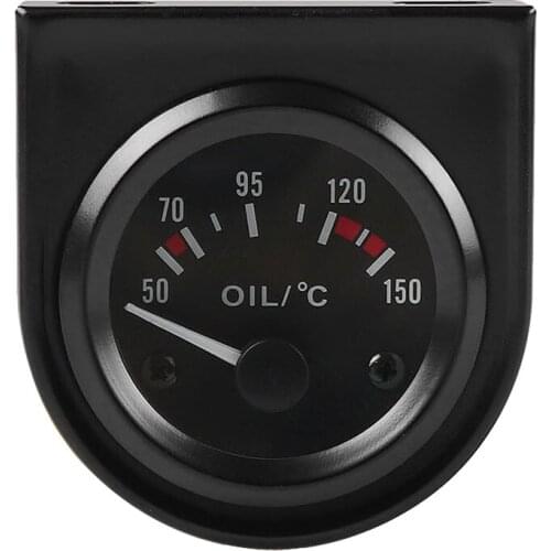 2 inch 52mm 12V White LED Pointer Car Oil Temp Temperature Gauge with Sensor Black