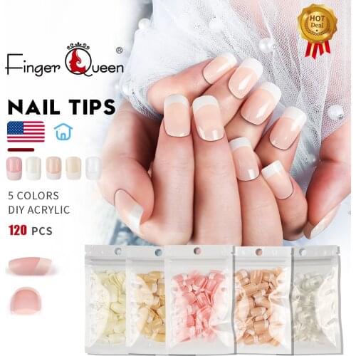 100pcs Nail Tips Short French False Nail Tips 5 Color