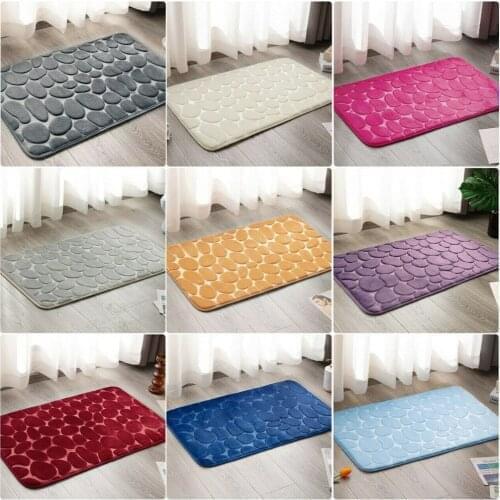 3D Cobblestone Embossed Coral Fleece Bathroom Bath Mat 50x80cm Non-slip Carpets Doormat For Shower Room Memory Foam Floor Rug