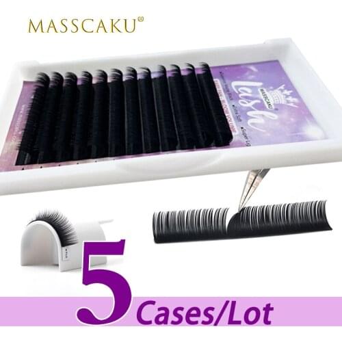 5case/lot MASSCAKU sell 12 lines auto self fast easy fanning cluster one second auto flowering maquiagem eyelash extension