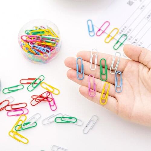 50pcs/box Colored Paper Clips Binding Needles Student Candy Color Paper Clips Korean Version Bookmark Stationery
