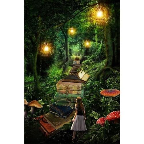 5D DIY Full Round Diamond Painting The City of Illusion into the Jungle 3D Embroidery Cross Stitch Crystal Mosaic Home Dector