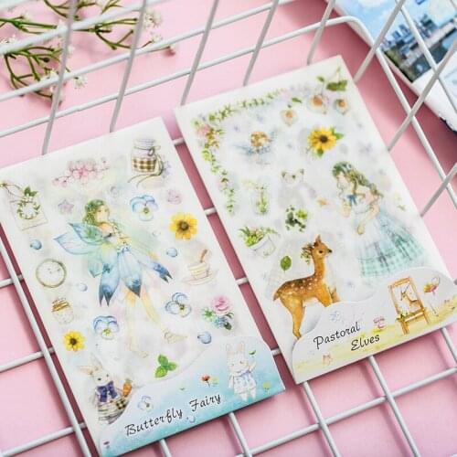 6 Sheets/Set Garden Elf Cute DIY Decoration Scrapbooking Stickers Transparent PVC Stationery Diary Stickers