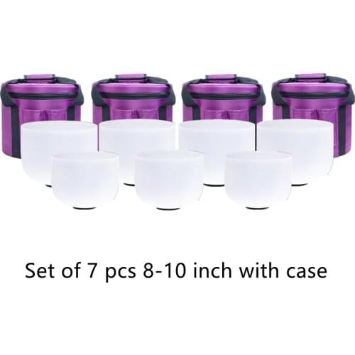 8"-10" Note C/D/E/F/G/A/B Chakra Frosted Quartz Crystal Singing Bowl set of 7pcs Meditation sound chakra bowl