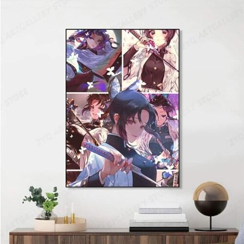 Anime Canvas Wall Art for Shinobu Kocho Kimetsu No Yaiba Poster Painting Printed on Canvas for Home Living Room