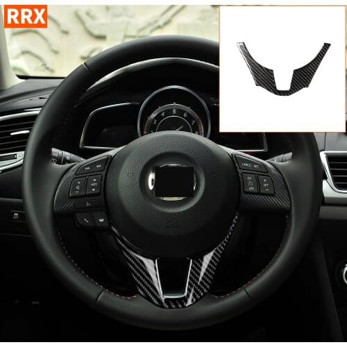 For Mazda3 Axela BM 2013-2016 Car Accessories Carbon Fiber Interior Steering Wheel Scratch Cover 3D Protection Sticker