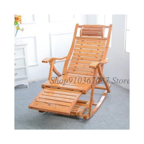 Bamboo Rocking Chair Family Balcony Elderly Leisure Folding Chair Bed Office Nap Reclining Chair Adult Lunch Chair