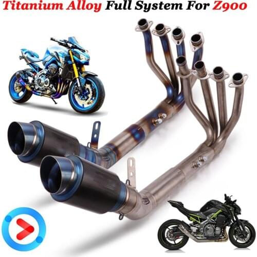 Slip On For Kawasaki Z900 Z900e Full System Titanium Alloy Exhaust Escape Modify Front Middle Link Pipe Carbon Muffler DB Killer