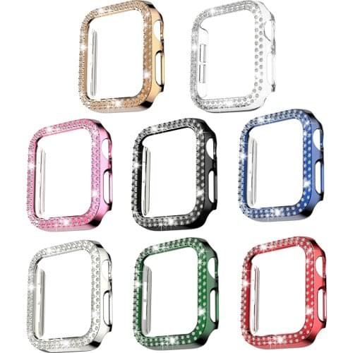 Glass+Case Full Cover Apple Watch Case Series 6 SE 5 4 3 iWatch Case Accessor 44mm 40mm 42mm 38mm Protector Diamond Apple Watch