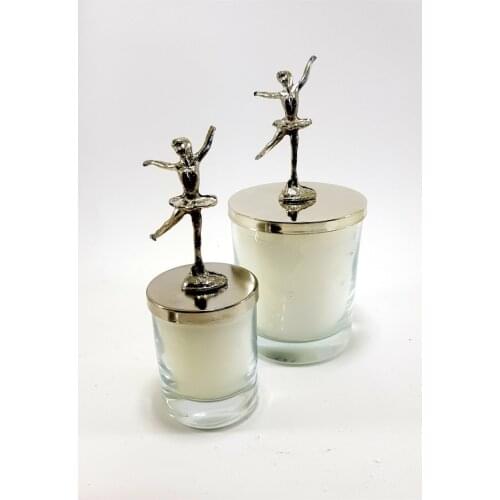 Decorative Silver Ballerina Head Glass Candle Holder Set Gift Products Scented Candles Home Office Decoration Christmas