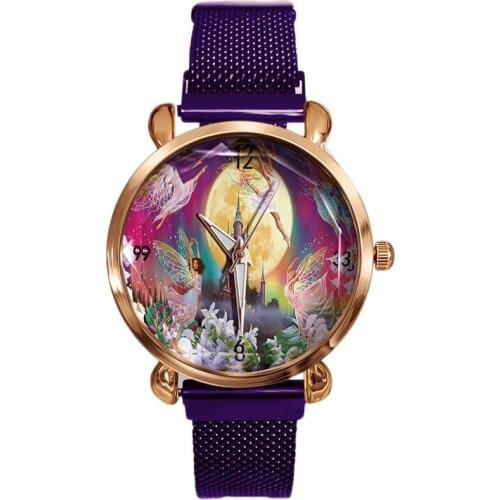 Cartoons Flower Fairy Childrens watch Retro Elves Metal mesh belt Magnet buckle watch Student Metal Watch girl Decorative watch