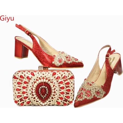 Doershow nice Shoes And Bags To Match Set High Quality Women Shoes And Bag Sets Italian Shoes And Bag Set For Party!HBK1-6