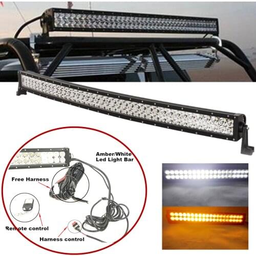 Car offroad 240W Led Light Bar Curved 42" Remote Control White Amber Lights Bar 24 Modes Emergency Vehicle Strobe Bar Lamps