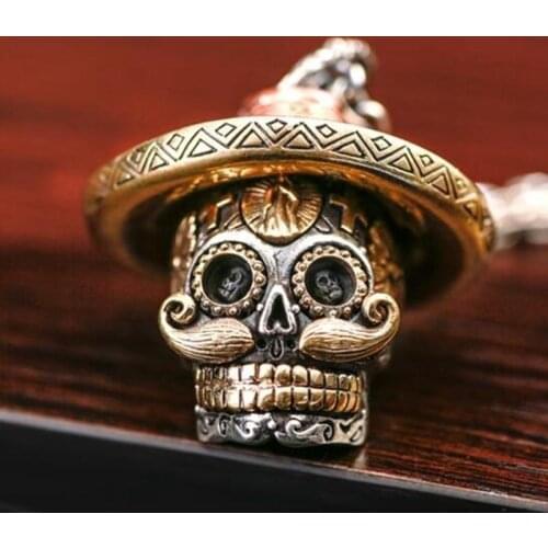Exquisite Punk Style Hip Hop Skull Sliding Pendant Necklace Mens Jewelry Birthday Gift