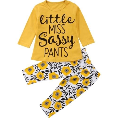 Citgeett Newborn Infant Kids Baby Girl Boy Long Sleeve Yellow Tops+Long Pants 2Pcs Outfits Autumn Casual Set