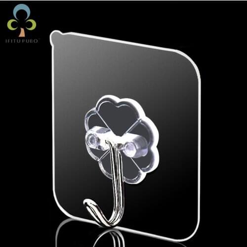 10pcs Wall Hooks Transparent Reusable Seamless Paste Hook 10kg(Max)Waterproof Bathroom Kitchen Heavy Duty Self Adhesive HooksYJN