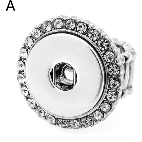 Hot high quality 014 flower DIY metal Adjustable ring fit ginger 18mm snap button rings jewelry charm rings for women