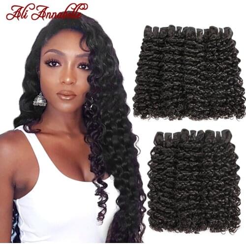 Double Drawn Human Hair Malaysian Kinky Curly Hair 100% Human Hair Weave Bundles 1/3/4 Pieces Natural Color ALI ANNABELLE HAIR