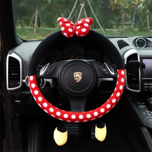 Cute Cartoon Steering Wheel Cover 38CM Universal Plush Car-styling Car Steering-Wheel Handle Covers Auto Decoration
