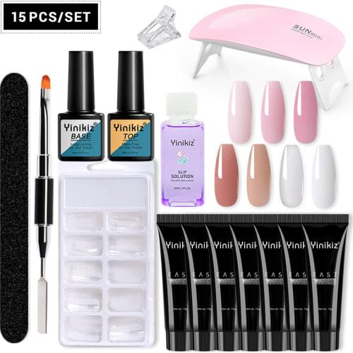 Poly UV Gel Manicure Set Extend Builder Poly Nail Gel Kits Finger Nail Extension LED Acrylic Builder Gel Nail Lamp Crystal Jelly