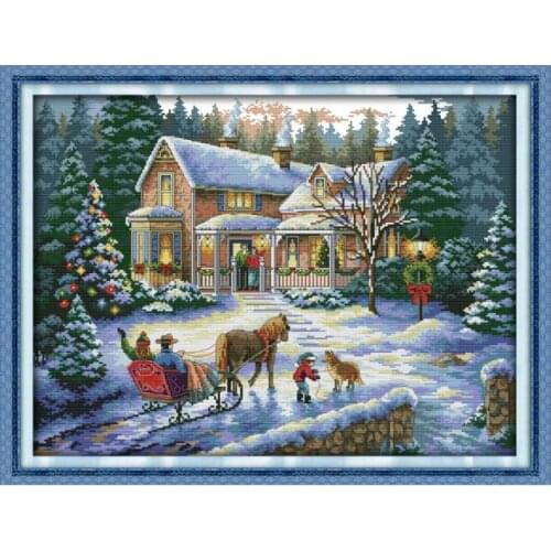 Joy Sunday Merry Christmas Counted Cross Stitch Kit for Embroidery Chinese Needlework Printed Christmas Decorations for Home Set