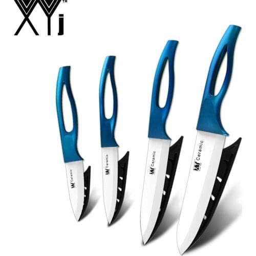 XYj 4 Pcs Great Quality Ceramic Knives Set White Blade Kitchen Cooking Tool Light-Weight Durable Household Cooking Accessories