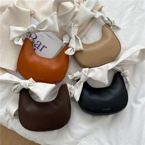 2021 New Soft PU Leather Women Underarm Bag Retro Solid Color Ladies Baguette Handbags Fashion Design Girls Small Shoulder Bags