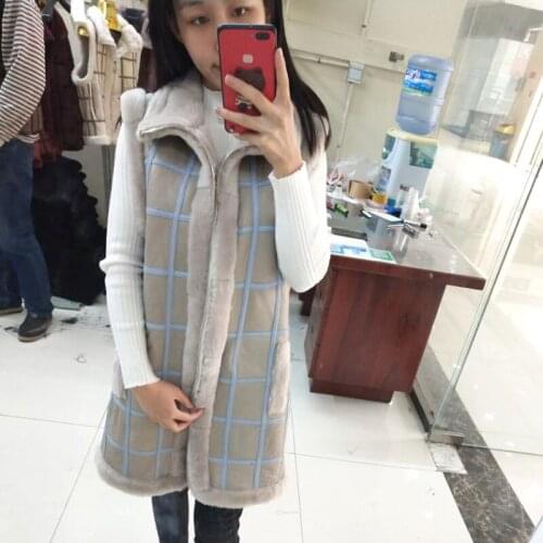 New real sheep shearing fur vest female long paragraph pure sheepskin waistcoat shoulder windproof jacket