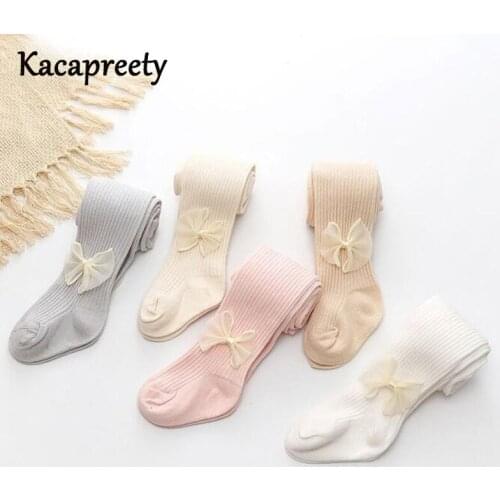 Adorable silk bowknot baby pantyhose solid color cotton tights infant princess stocking baby girls slim pants toddler PP Bottom
