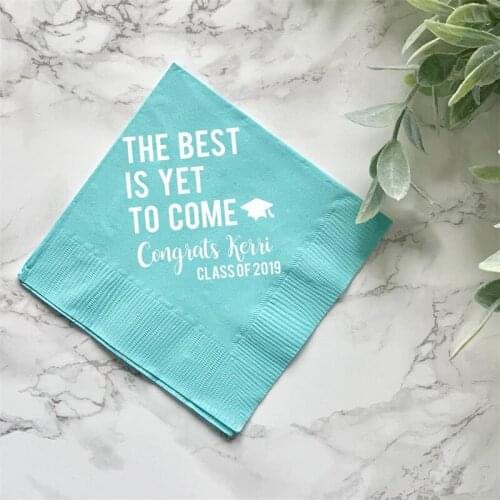 Personalized Graduation Napkins The Best Is Yet to Come , Graduation Party, Custom Graduation Napkins, Class of, Graduation Cap