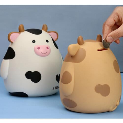 Cute Cow Piggy Bank Money Plastic Coin For Attracting Money Jar Coins Money Box Large Savings Box Coins Child Brithday Gift