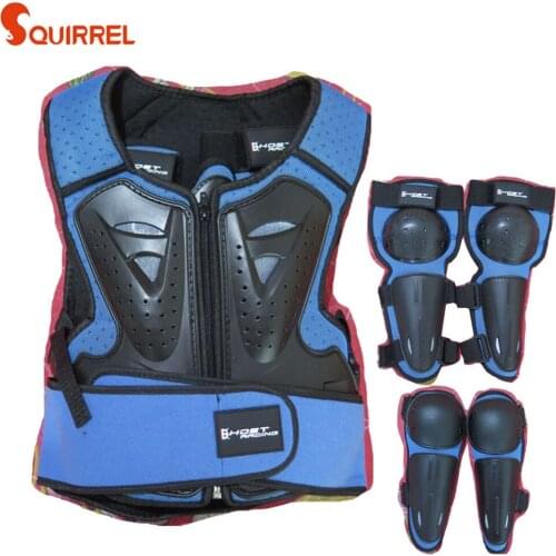 Blue Children Full Body Vest Armor Motocross Riding Cycling Armor Jacket Roller skating Knee elbow guard