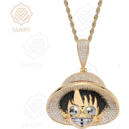 JANRY Hip-Hop Cartoon Character Pendant Necklace Gold Color Necklace With 60cm Stainless Steel Rope Chain For Women