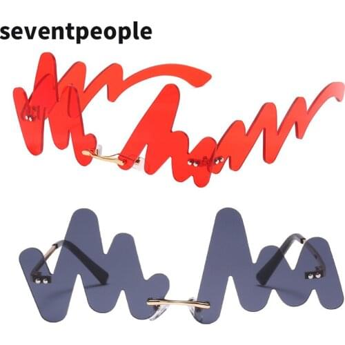 Steampunk N Wavy Rimless Sunglasses For Women 2020 Fashion Frameless Personalized Sun Glasses Men Funny Unique Design M Eyewear