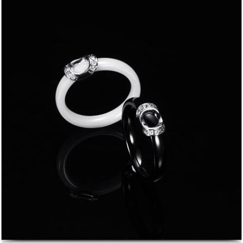 Womens New Simple Ceramic zircon Fashion Ring Colorfast Womens Ring Ins Tail Ring Jewelry