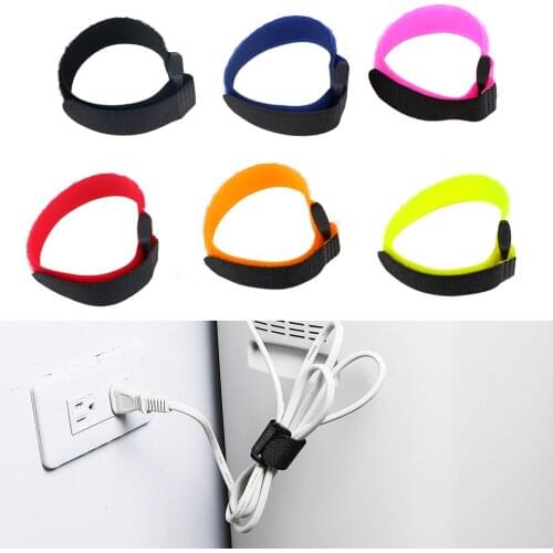 10 piece/set 2*20cm Self Adhesive Reusable Cable Tie Nylon Fastener Hook and Loop Strap Cord Ties Multifunction Wire Organizer
