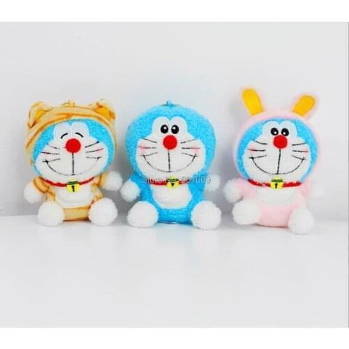 10/Lot Doraemon Cosplay Cat 10CM Plush Keychain Pendant Soft Animals Cartoon Best Gifts