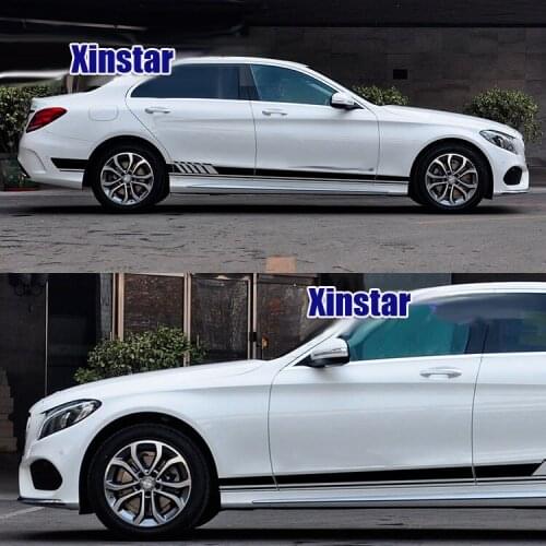 2pcs car side body decoration sticker For Mercedes benz AMG w204 w211 W210 CLK c180 e200 CLA GLK GLE GLA A180 A B C E class A45