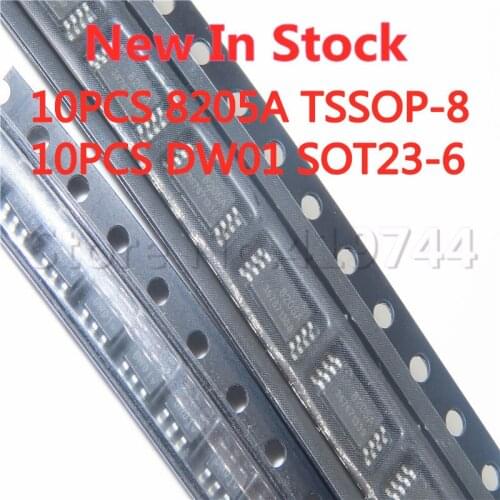 20PCS/LOT DW01+ 8205A TSSOP-8 （8205A10PCS+DW01 10PCS ） combination SOP23-6 battery protection chip FS8205A FS8205 DW01A